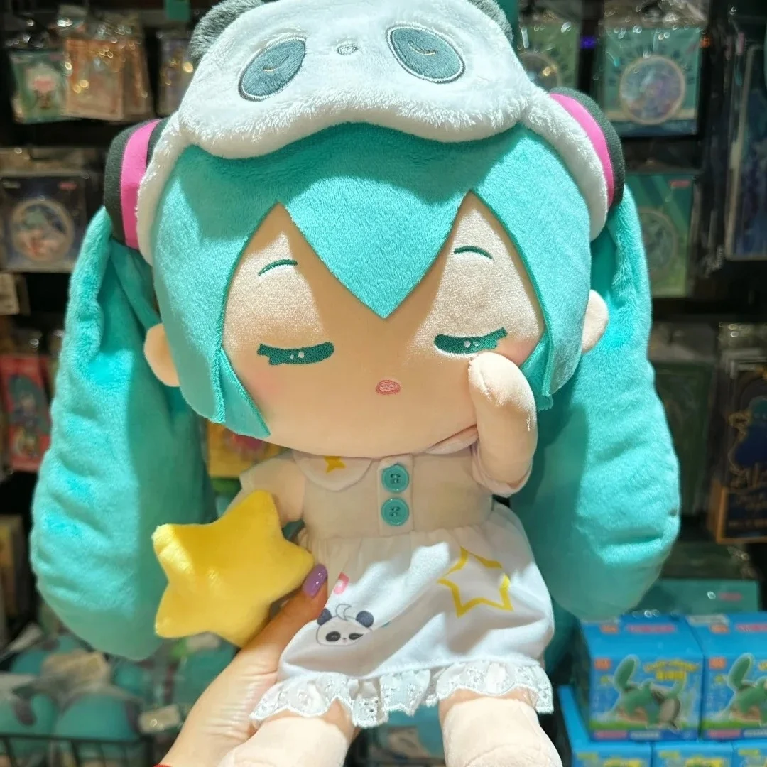 Hatsune Miku Plush Doll Anime Japanese Style Stuffed Toy With Panda Sleep Mask Pajama Dress Star Prop For Birthday Gifts Girl