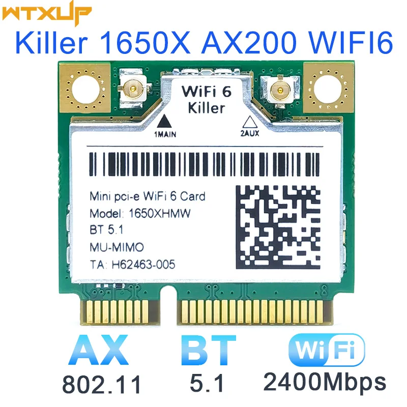 

Gigabit wireless network card killer 1650X 3000Mbps Bluetooth 5.1 mini pcie wifi card transcend AX200HMW support win11