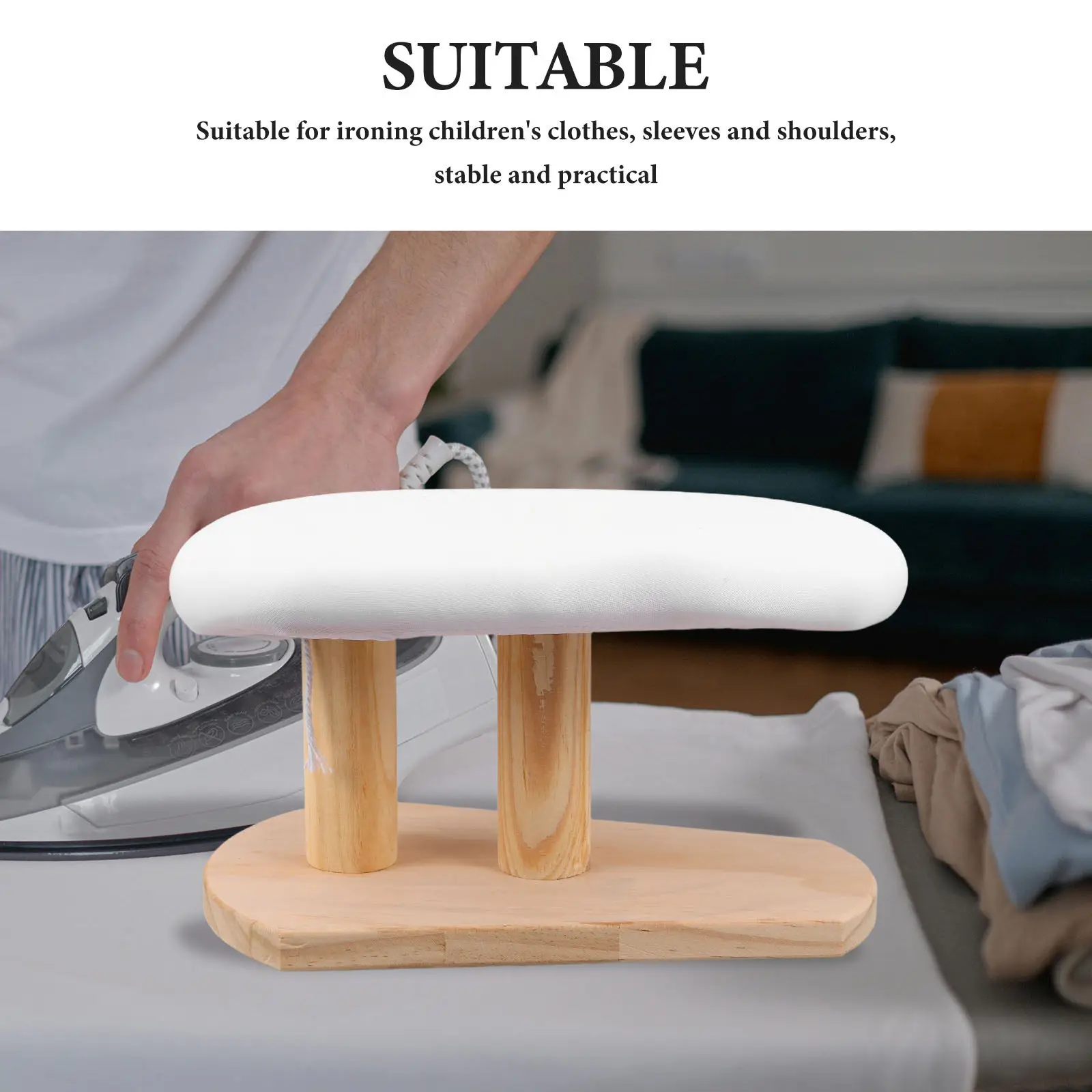 Tabletop Ironing Board Padded Small Garment Pressing Board With Wooden Base Chest Sleeve Ironing Stool For Household Room