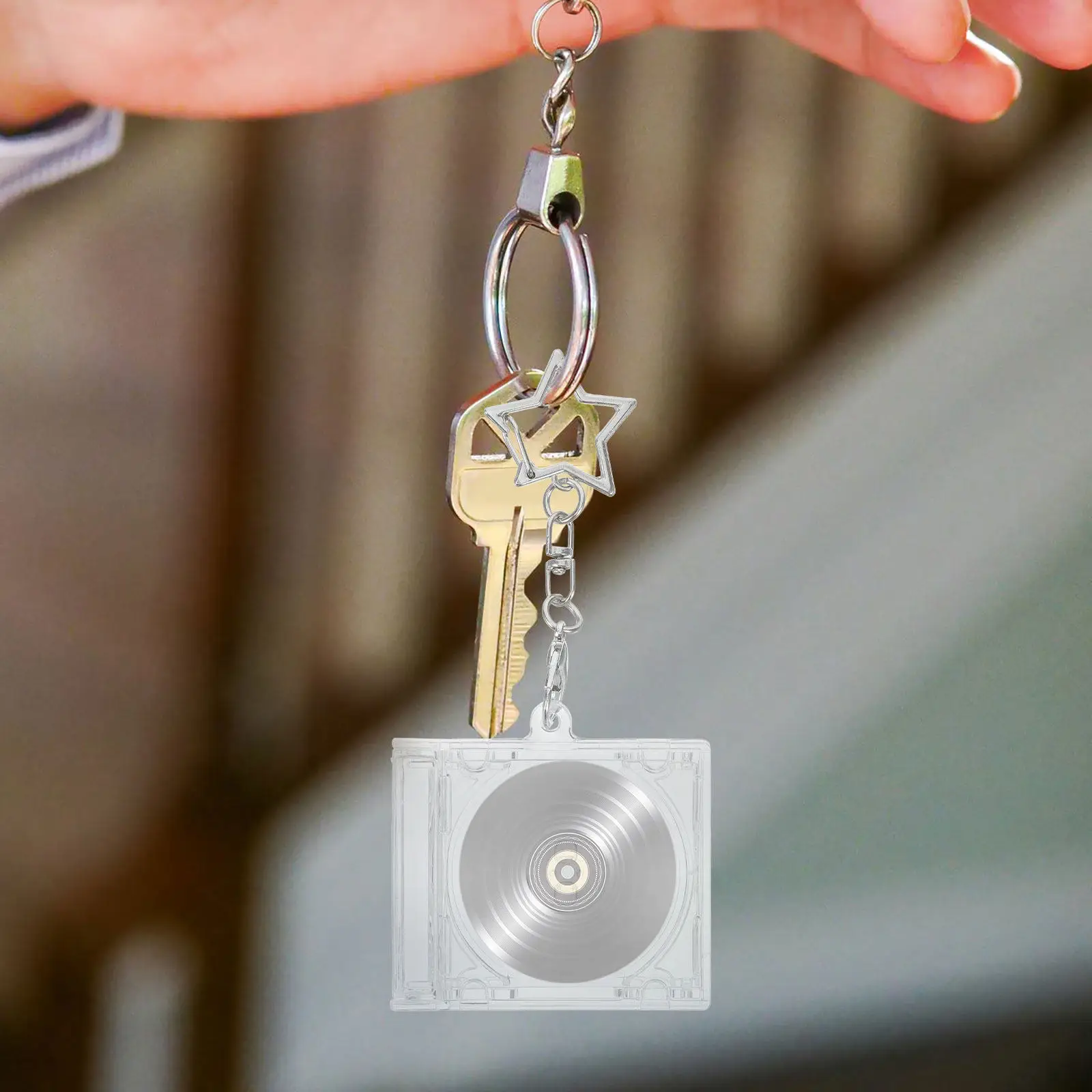 10Pcs Acrylic Mini Cd Keychain Clear Blank Dvd Case Album Player Shaped Key Pendant for DIY Music Lover Jewelry Display