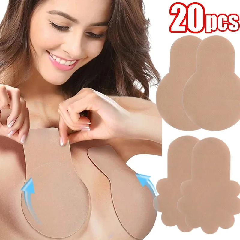 Copricapezzoli autoadesivo Patch per il petto Reggiseno invisibile sottile non tessuto Petali per il seno appiccicosi monouso Cuscinetti per fiori rotondi