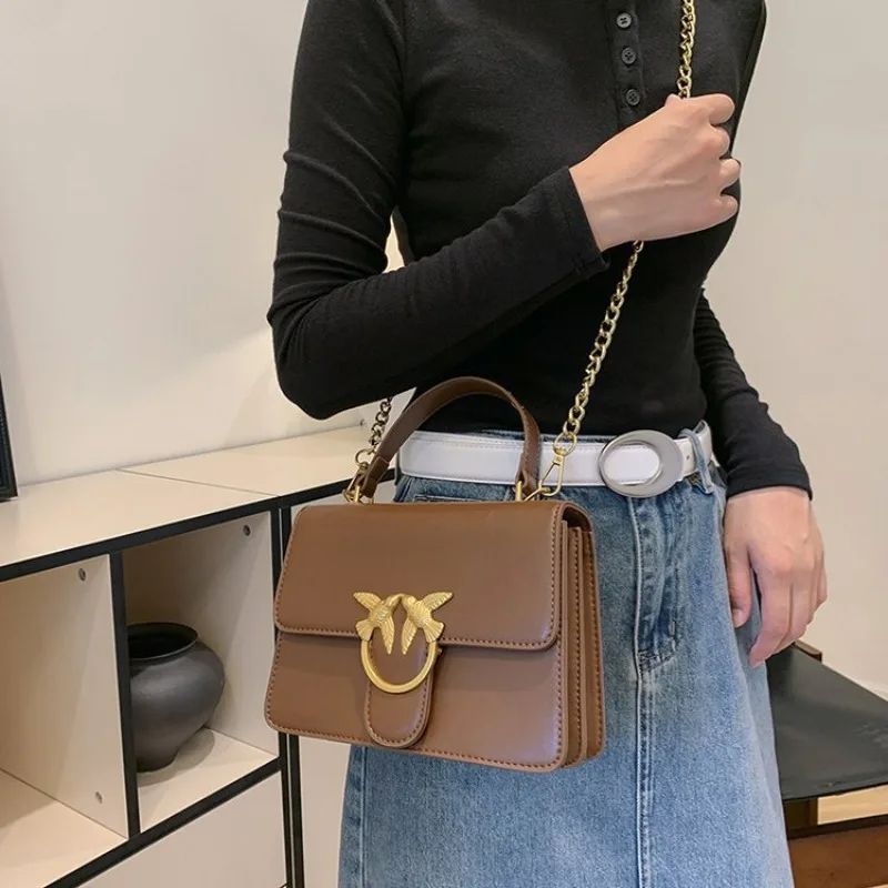 

‌Trendy 2025 Korean Embroidery Square Shoulder Bag - Chain Strap Crossbody Purse, Durable Tote Bag for Women