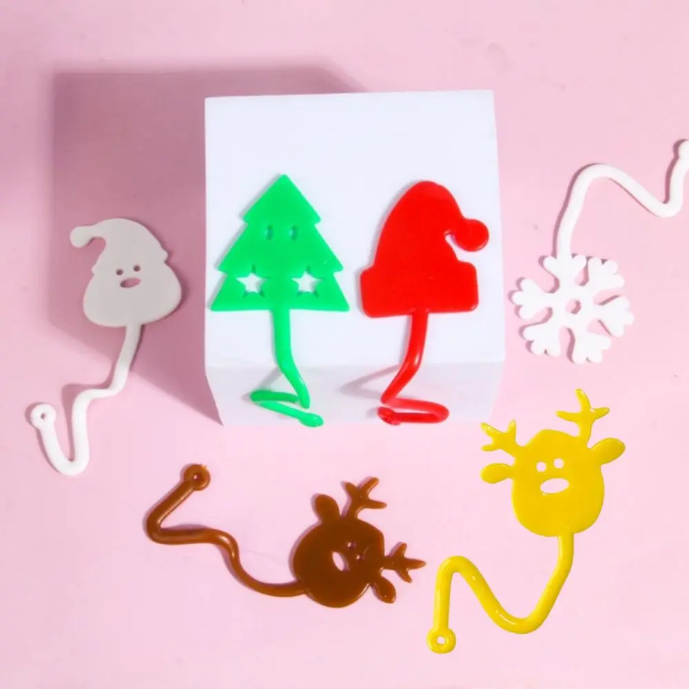 12 szt. Świąteczne upominki na przyjęcie, lepkie dłonie, renifer, bałwan, płatek śniegu, elastyczne zabawki lepkie, Święty Mikołaj, artykuły na przyjęcie urodzinowe