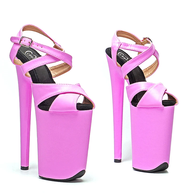 Leecabe 23CM/9inches Matte  PU Upper Fashion Trend Platform High Heels Sandals  Stripper Heels Pole Dance Shoes