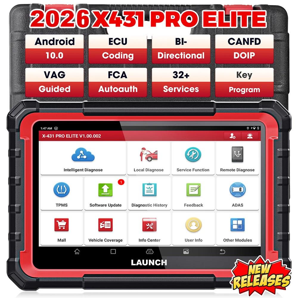 LAUNCH X431 PRO ELITE OBD2 Scanner Full Systems Car Diagnostic Tool 32 Reset CANFD DOIP ECU CODING Active FCA SGW VAG Scan