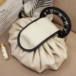 Borsa per il trucco portatile per uso quotidiano moda donna borse da toilette da viaggio di grande capacità custodia per cosmetici con coulisse da donna