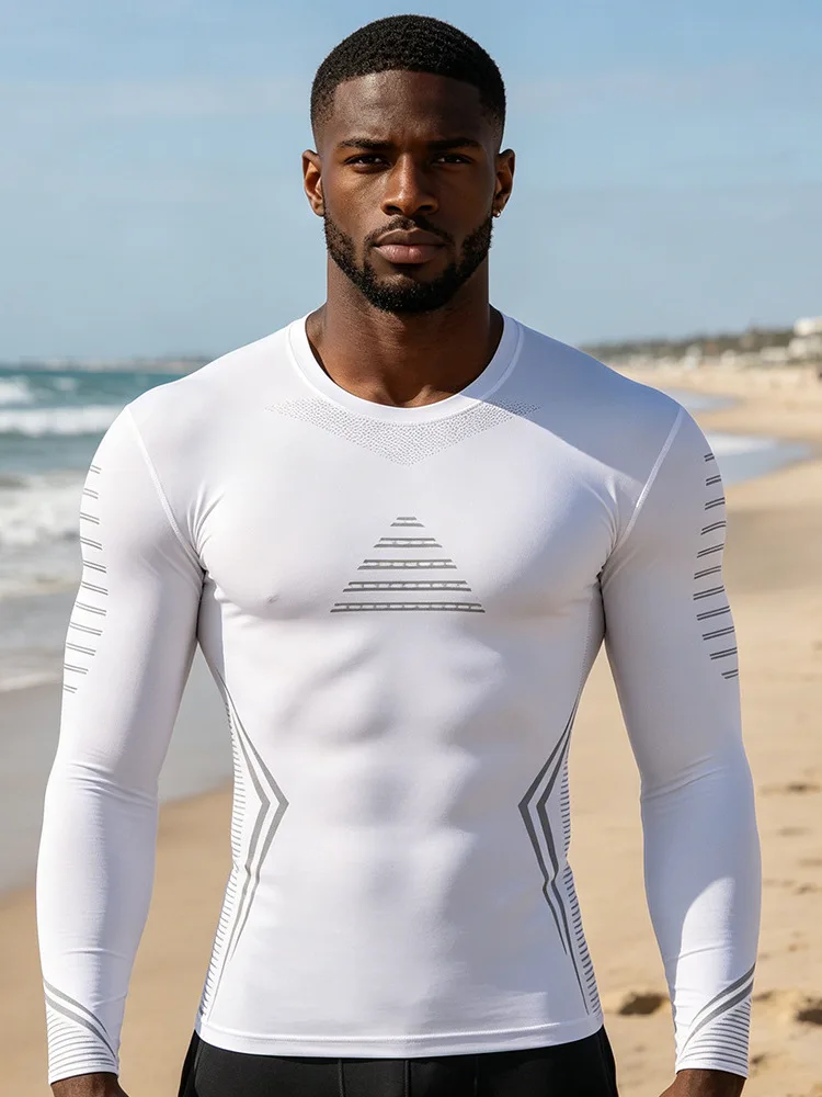 Compression T-shirt, Slim Fit, Quick Dry Long Sleeve, Men Autumn Gym Running Basketball Training Base Layer