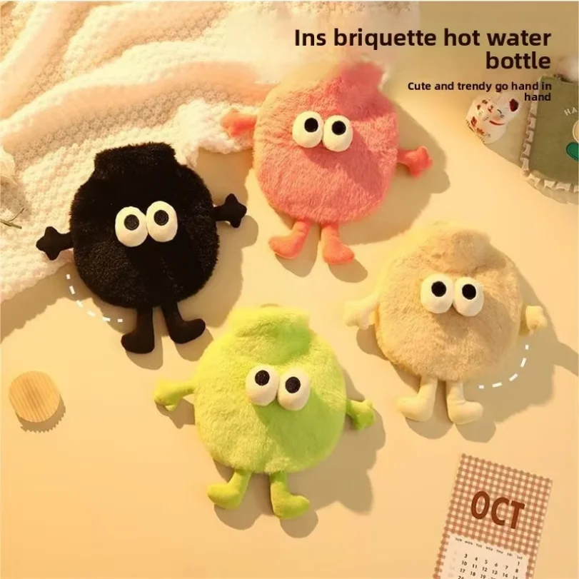Ins Style Cartoon Cute Coal Ball Water Injection Hot Water Bag Winter Women Small Size Hand Warmer Mini