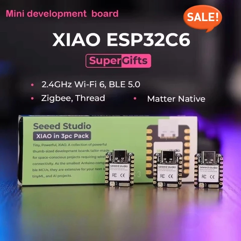 3pcs/1pc ESP32 Seeed Studio XIAO ESP32C6 WiFi 6+Bluetooth-compatible Ble 5 Support Zigbee Matter Wireless Computer Board