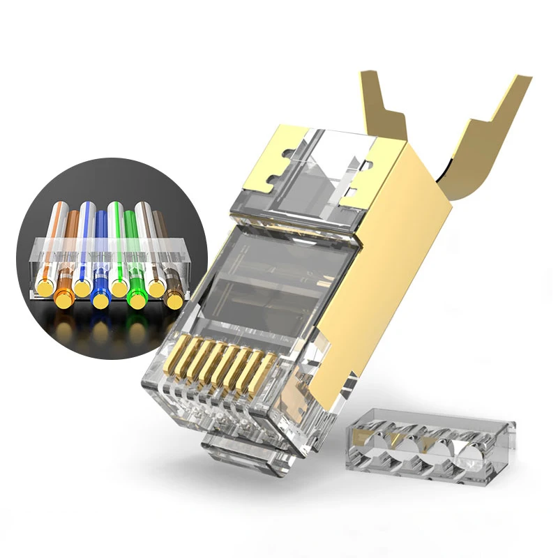ZoeRax 2-częściowe ekranowane złącze modułowe RJ45 CAT6A i CAT7 50μ 8P8C - Złącze RJ45 do kabli sieciowych - 1.5mm — zdjęcie produktu 7
