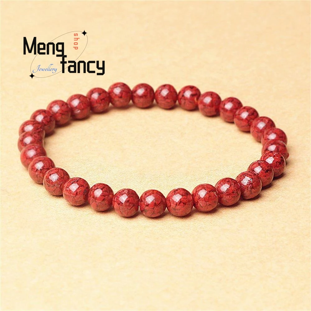 

Raw Ore High-content Crystal Sand Cinnabar Round Bead Bracelet High-grade Natural Fashion Jewelry Best Selling Fine Holiday Gift