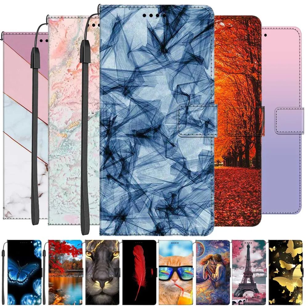 

Кожаный чехол-книжка для Moto G15 Power Case Рождественский мраморный флип-кошелек Сумки для телефона для Motorola G15 Чехлы Держатель для карт G15Power