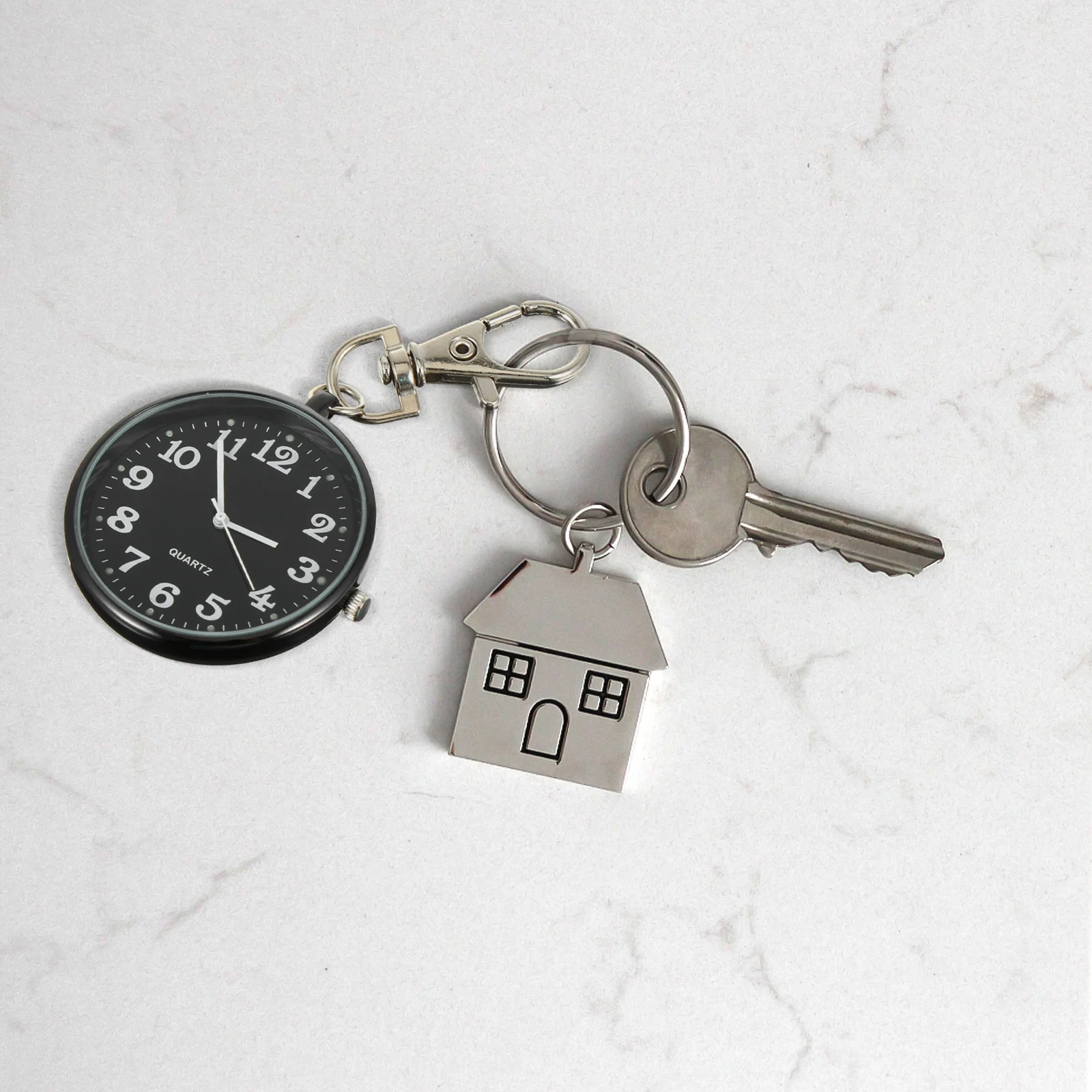 

Quartz Pocket Watch Keychain for Men Black Alloy Nurse Watch Vintage Key Ring Pendant Travel Fob Car Decoration