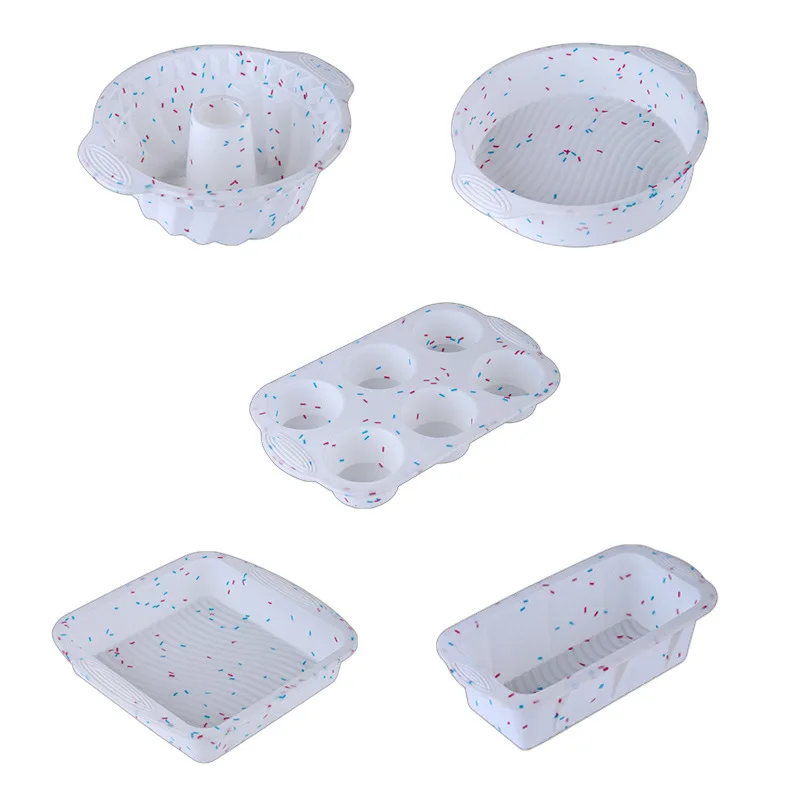 5pcs/Set Silicone Baking Tray Set DIY Toast Bread Cupcake Chocolate Mould Non Stick Food Grade Chiffon Cake Tools Kit Baking Pan