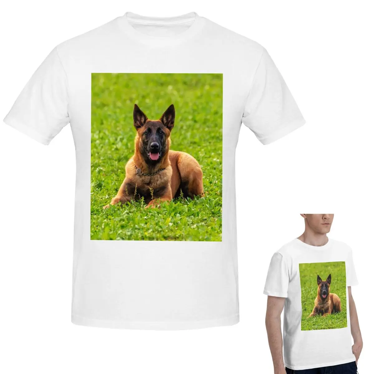

Футболка из 100% хлопка с бельгийской овчаркой Малинуа, мужская классическая футболка большого размера, мужские летние рубашки с круглым вырезом, топы, S-6XL