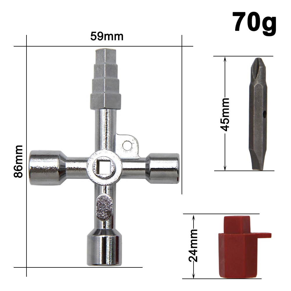 4in1 Silver Key Wrench Electrical Elevator Control Cabinet Valve Inner Triangle Quadrangle Screwdriver Tool Set