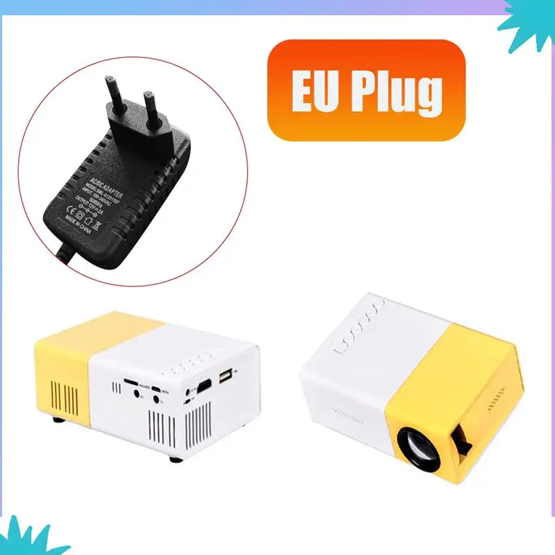 

School Season Multi-Functional Classroom Mini Projector Easy Carrying With EU Plug,Yellow-White