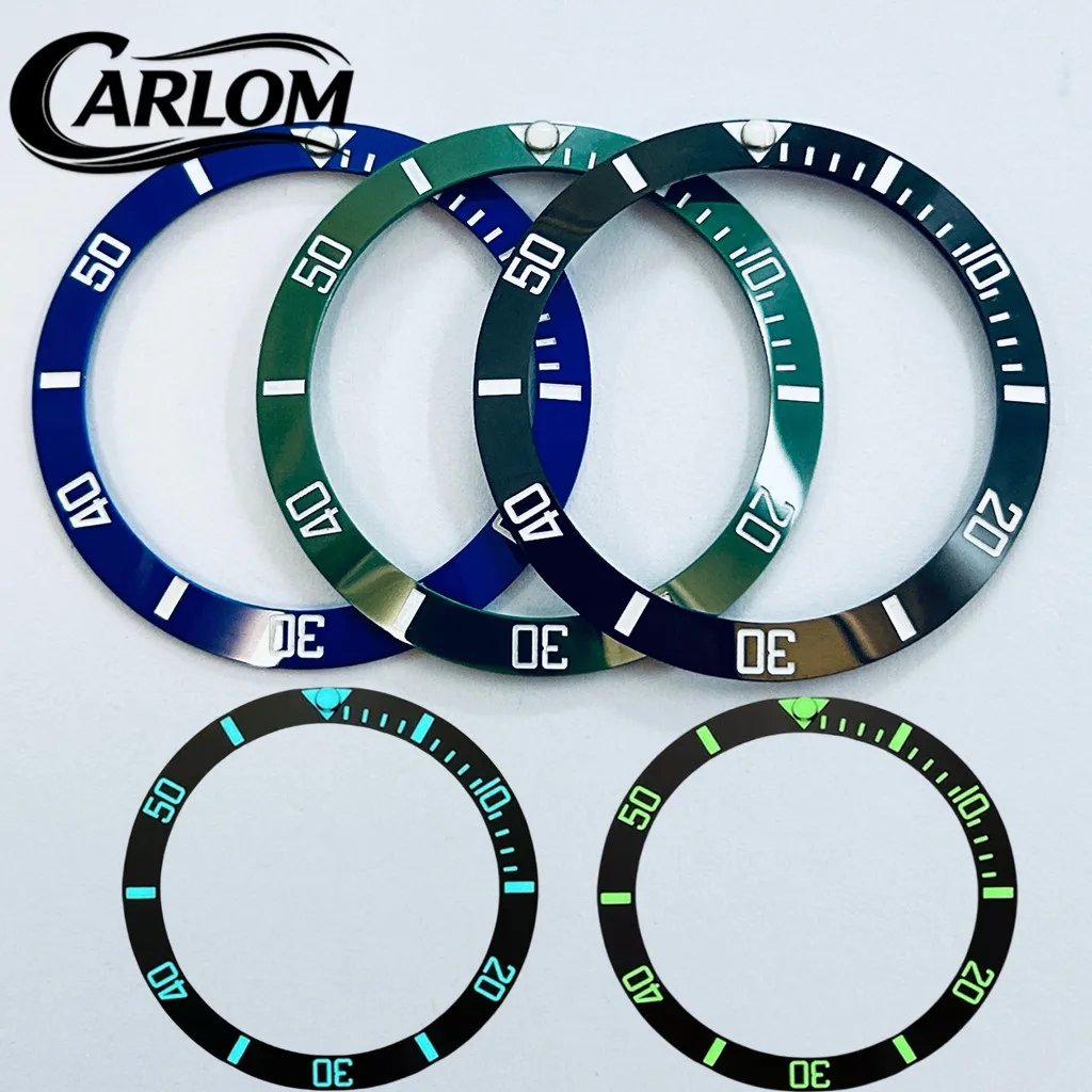 38mm/30,6mm C3 BGW9 Leuchtende Schwarz-Blau-Grüne Keramik-Schrägelünette Passend für 40mm Uhrengehäuse Uhrenzubehör SUB Lünetteneinlage
