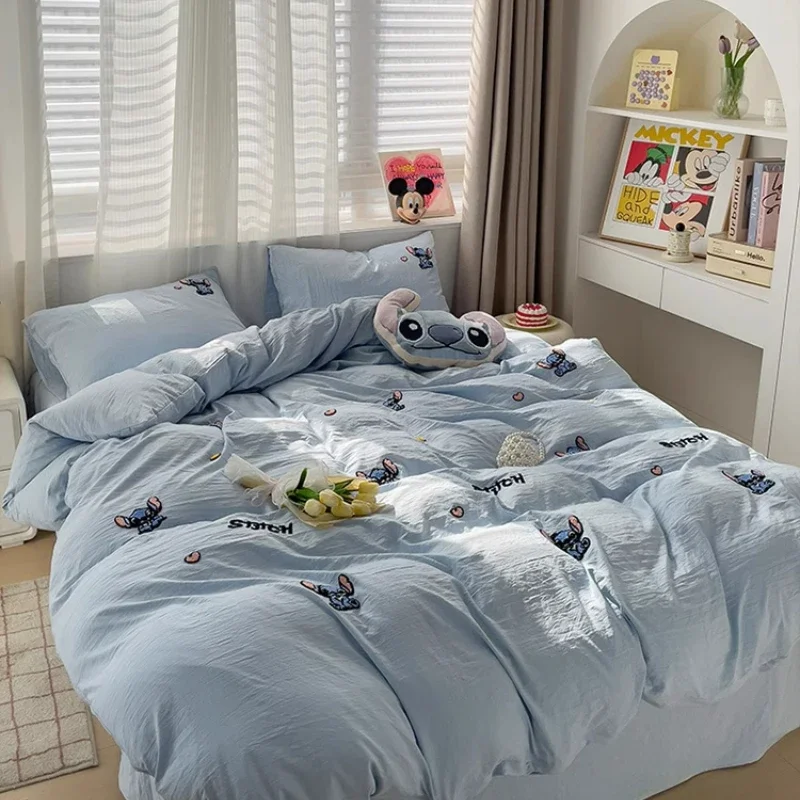 

Disney Cartoon Lilo and Stitch Cute Winter Four-pcs Set, 1 Quilt Cover 1 Bed Sheet 2 Pillowcases, Stitch Mickey Warm Quilt Cover