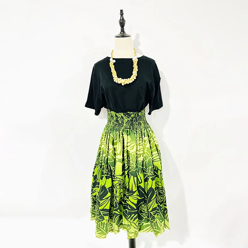 New Arrival Hawaiian Hula Dance Skirt Mint Green Paw Print Skirt Women Streetwear Fashion Specialists Party Dress