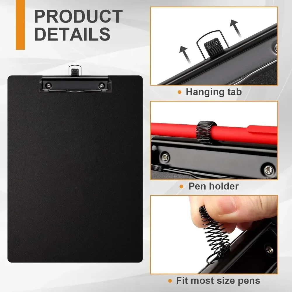 Appunti nero formato lettera A4 con portapenne. Appunti nero con piccole clip