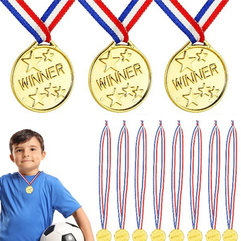 100 ชิ้นเด็กเหรียญเกมฟุตบอลเหรียญ Party Supplies โลหะกีฬาวันเด็ก Golden Award สําหรับบาสเกตบอลฟุตบอล