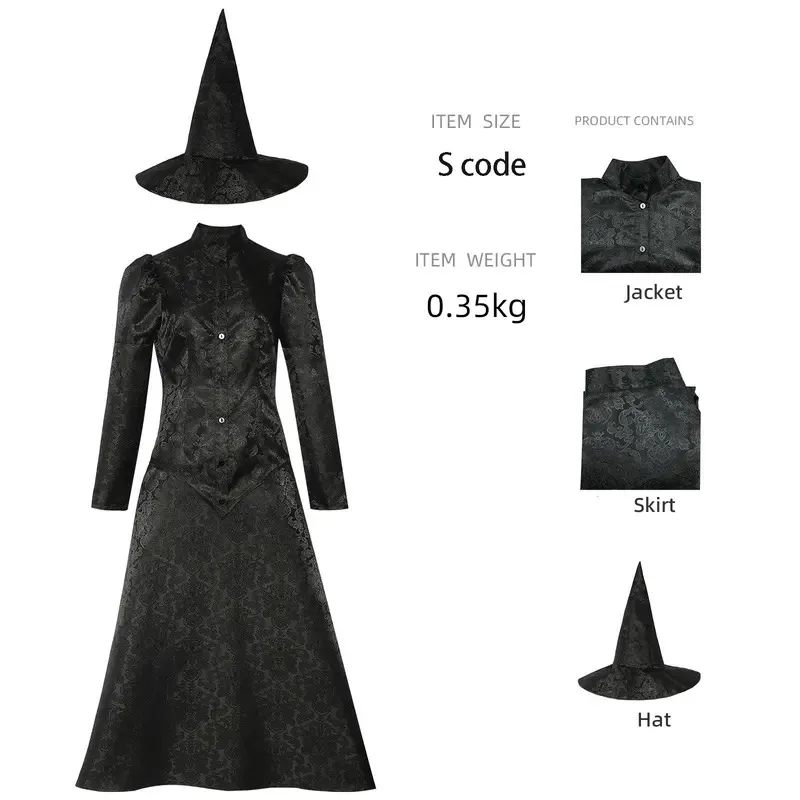 

Sky03 2025 New Magical Wicked Witch cosplay costume for Halloween and cosplay stage performances, featuring the female wiza55Hu%