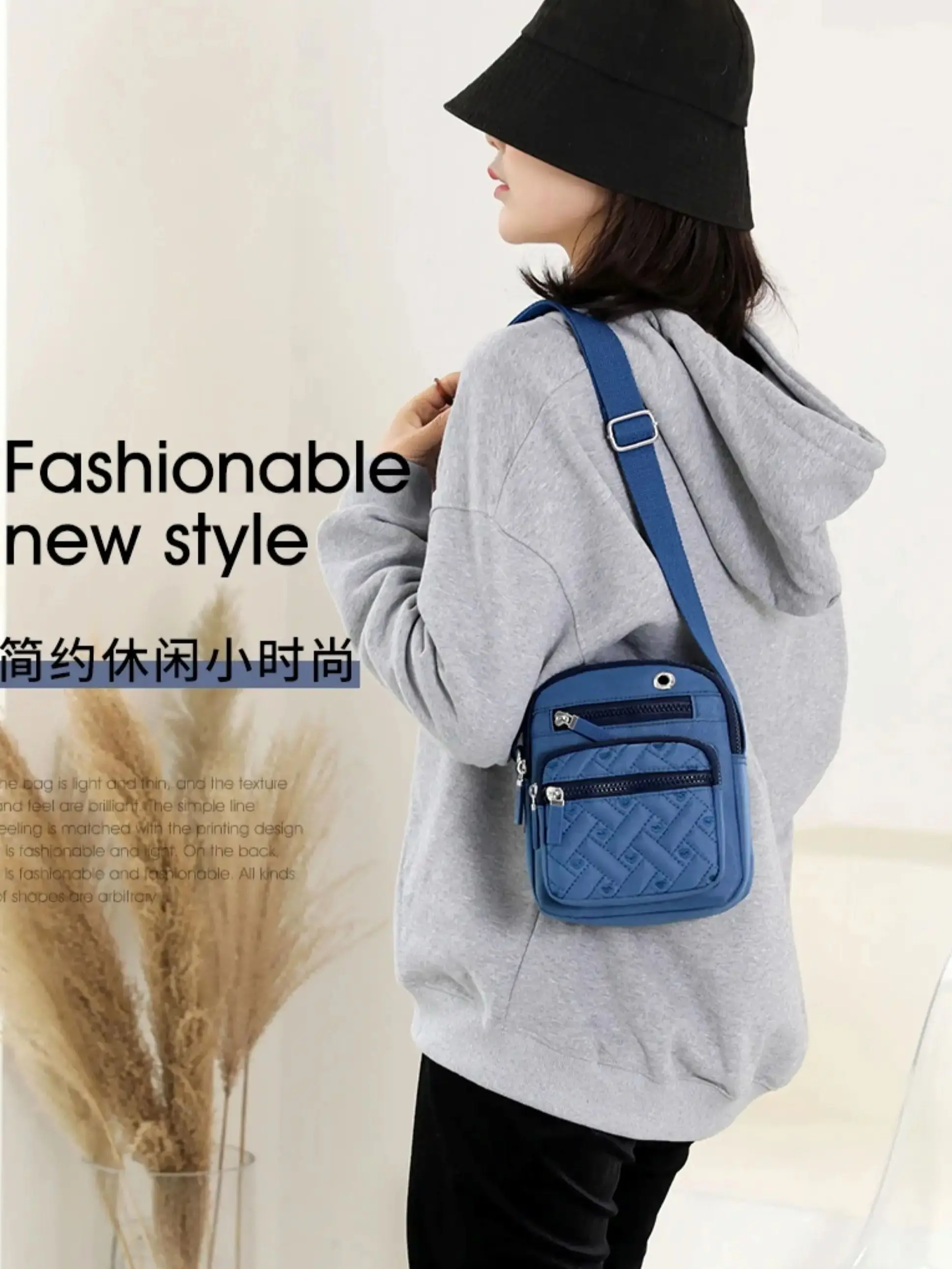 

Multi Layered Crossbody Bag for Women, Lightweight, Waterproof, Nylon Cloth, New Instagram, Versatile and Simple