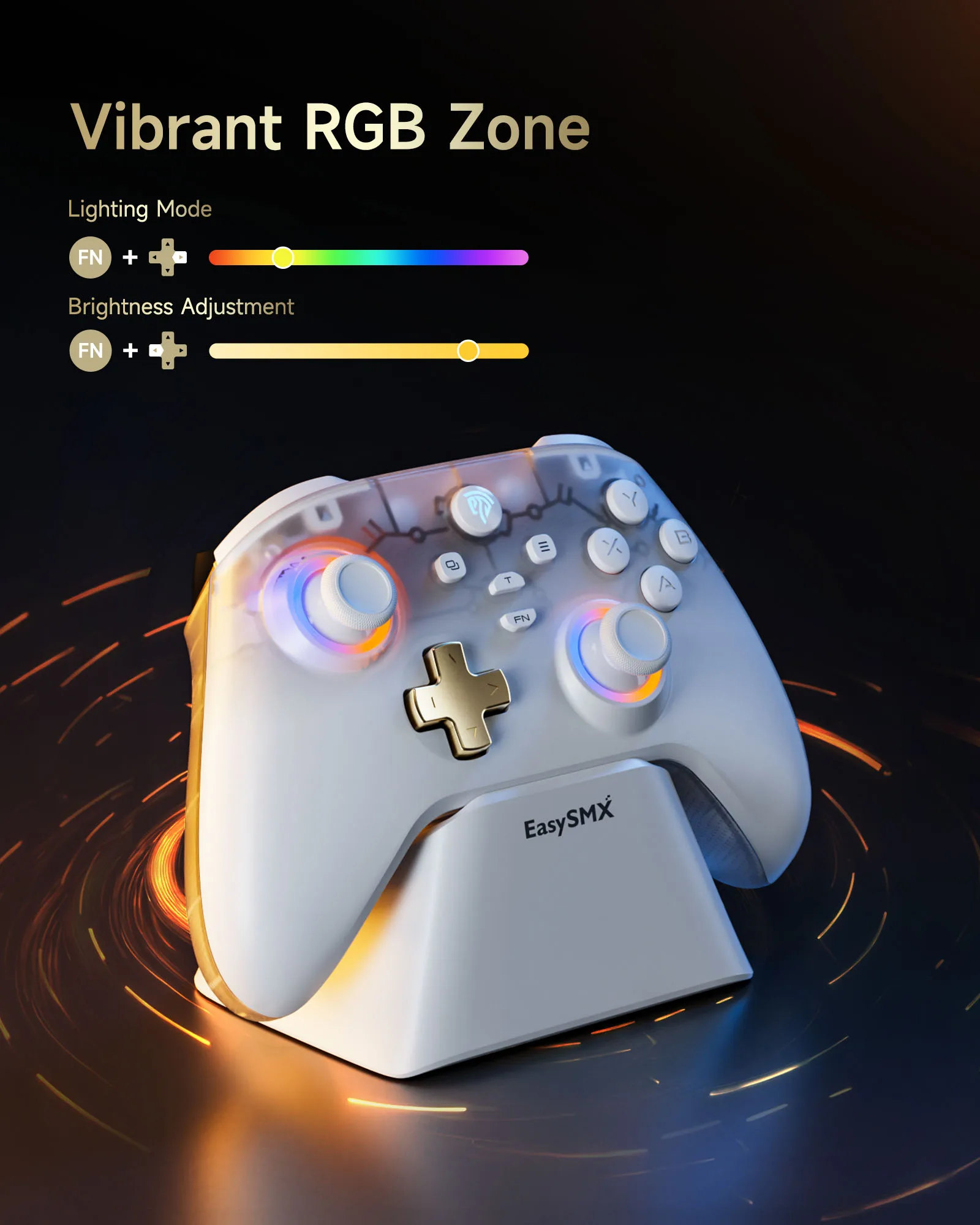 لوحة ألعاب لاسلكية EasySMX D05 لجهاز نينتندو سويتش PC مع قاعدة شحن RGB Hall Effect Joysticks وحدة تحكم ألعاب لنظام التشغيل Windows