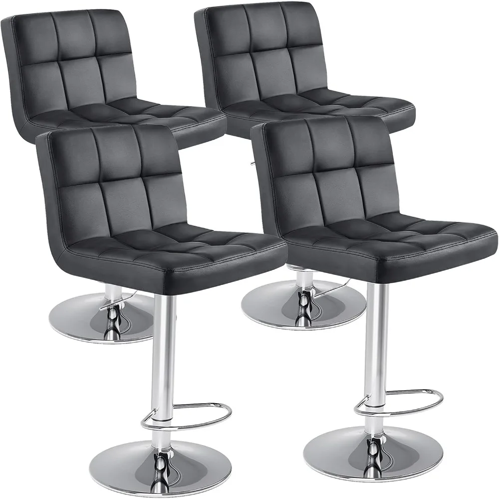 

Bar stools Set of 4, 24 inch Bar Stools, Upholstered Kitchen Barstools w/Metal Base, PU Leather Saddle Stools for Kitchen Island