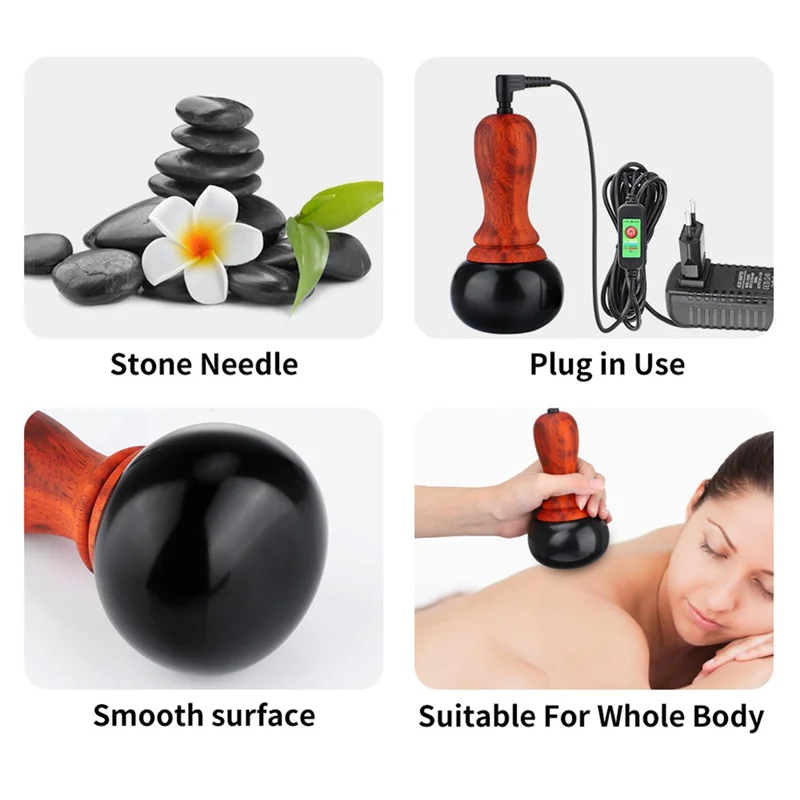 Hot Stone for Massage Electric Back Massager with Temperature Control, Gua Sha Massager for Body Face Scraping-US Plug