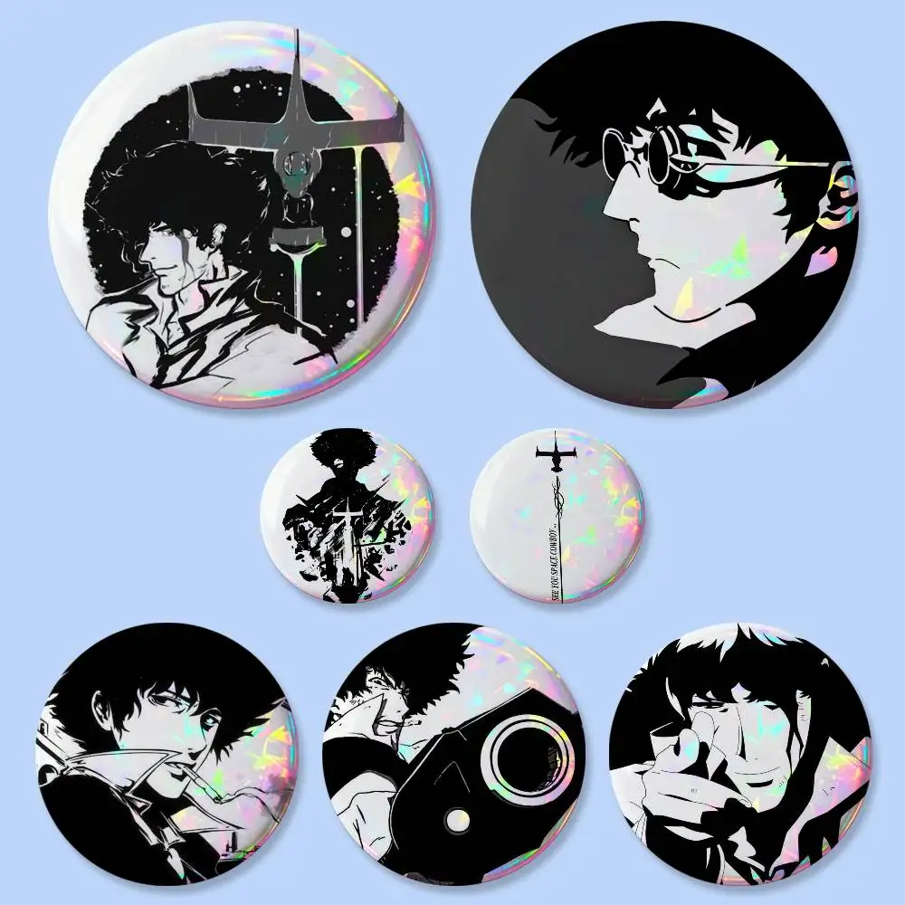 Insignias Redondas de C-cowboy B-Bebop Spike Spiegel, Broches Creativos para Ropa, Sombrero, Mochila, Accesorios de Regalo