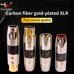 YYAUDIO 2Sets/4pcs Hifi XLR 3 Pin Audio Connectors XLR Male Female Socket Adapter Carbon Fiber Gold-Plated xlr Plug