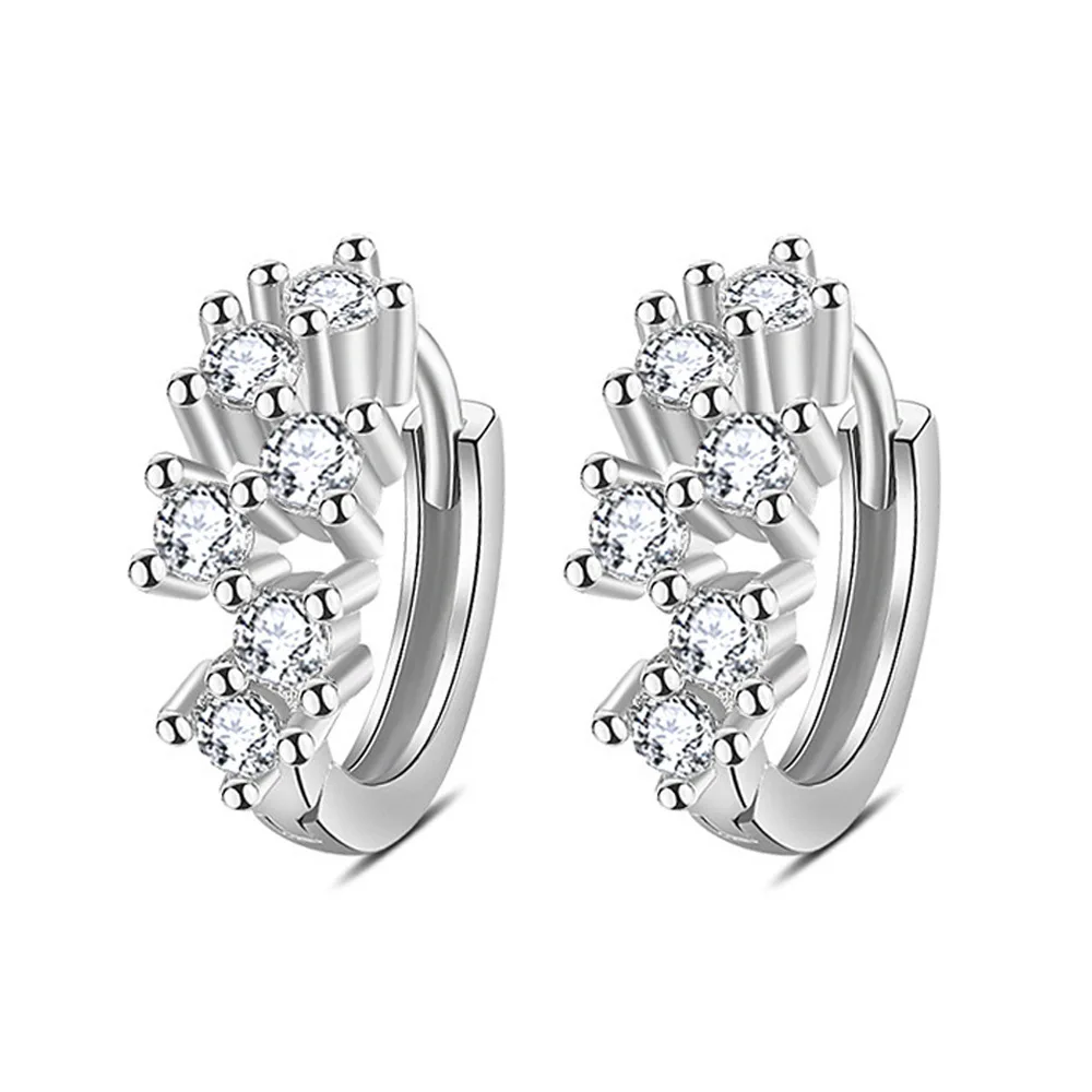 

Серьги-кольца из стерлингового серебра 925 пробы с кластером цирконов для женщин, сверкающие минималистичные украшения, подарок для вечеринки, свадьбы, годовщины