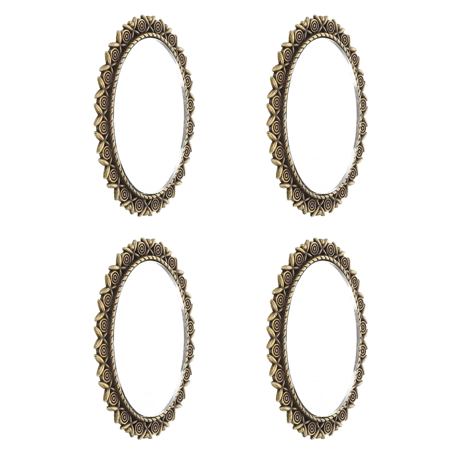 

4Pcs Mini Simulated Mirror Set for Dollhouse Decor Vintage Style Oval Frame Miniature Wall Mirrors for Crafting and Pretend Play
