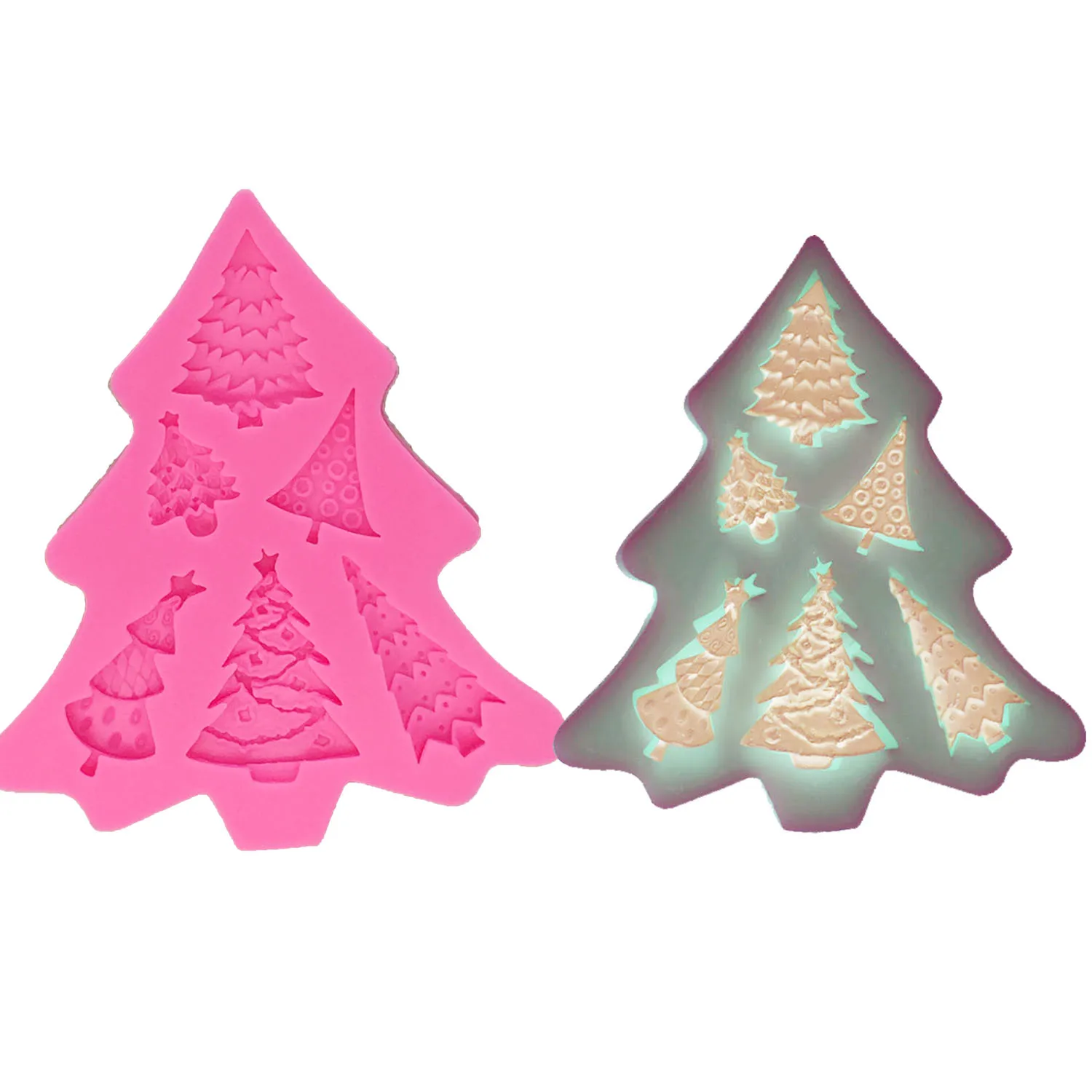 Xmas Tree Silicone Mold for Chocolate Making Epoxy Resin Craft Fridge Magnet Christmas Home Decor Supplies