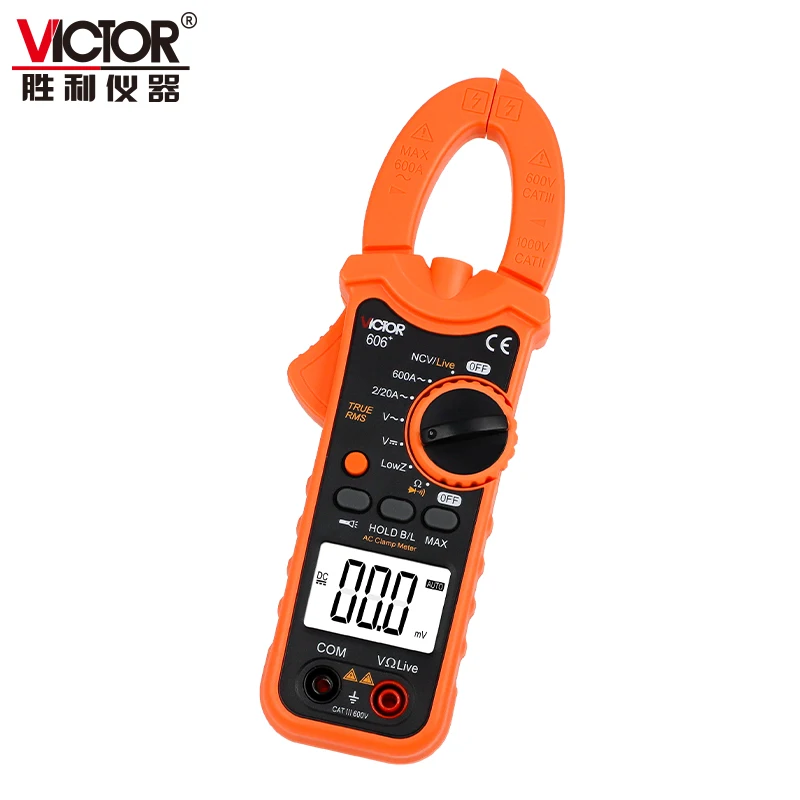 VICTOR 606+ Digital Clamp Meter 1999 Counts AC/DC 600V 600A Clamp Multimeter With Live NCV Flashlight True-RMS