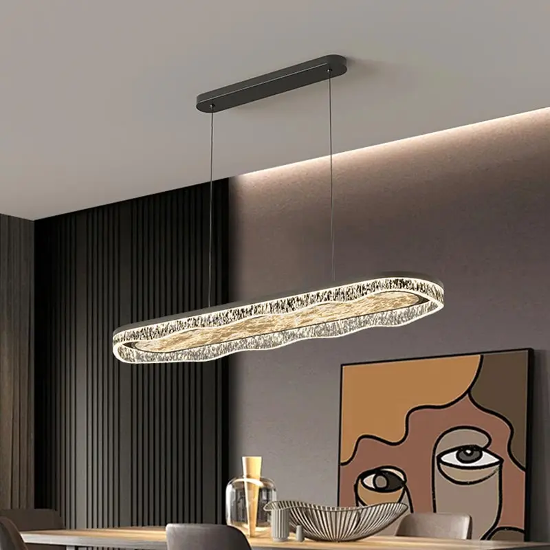 

Modern LED Pendant Light with Frosted Acrylic Shade Remote Control Dimmable Hanging Lamp for Dining & Living Room Black Nordic D