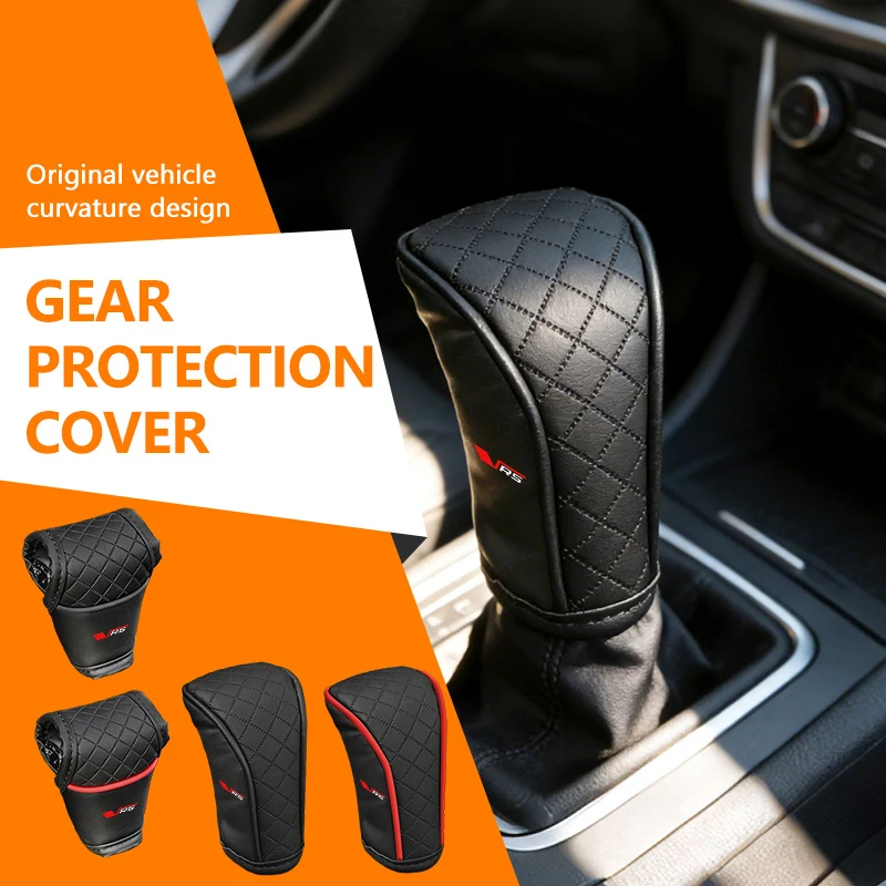 Manchon de protection en cuir pour pommeau de levier de vitesses de voiture, pour Skoda RS VRS Monte-carlo Superb Rapid Kodiaq Fabia Citigo
