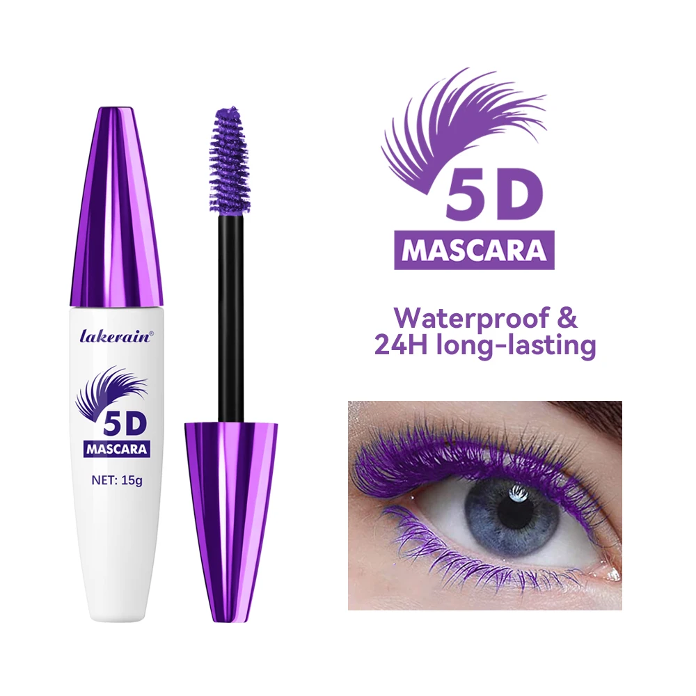 Vrouwen 5D Waterproof Mascara Zwart Volume en Length-Thrive Tubing Mascara voor wimpers, Fiber Lash Extensions Gekleurde Mascara