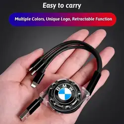 Car Interior Phone Data Cable 3 In 1 Retractable Charging Wire For BMW E36 E39 E46 E60 E90 E90 F01 F10 F30 G20 G21 G30 F15 X5 X3