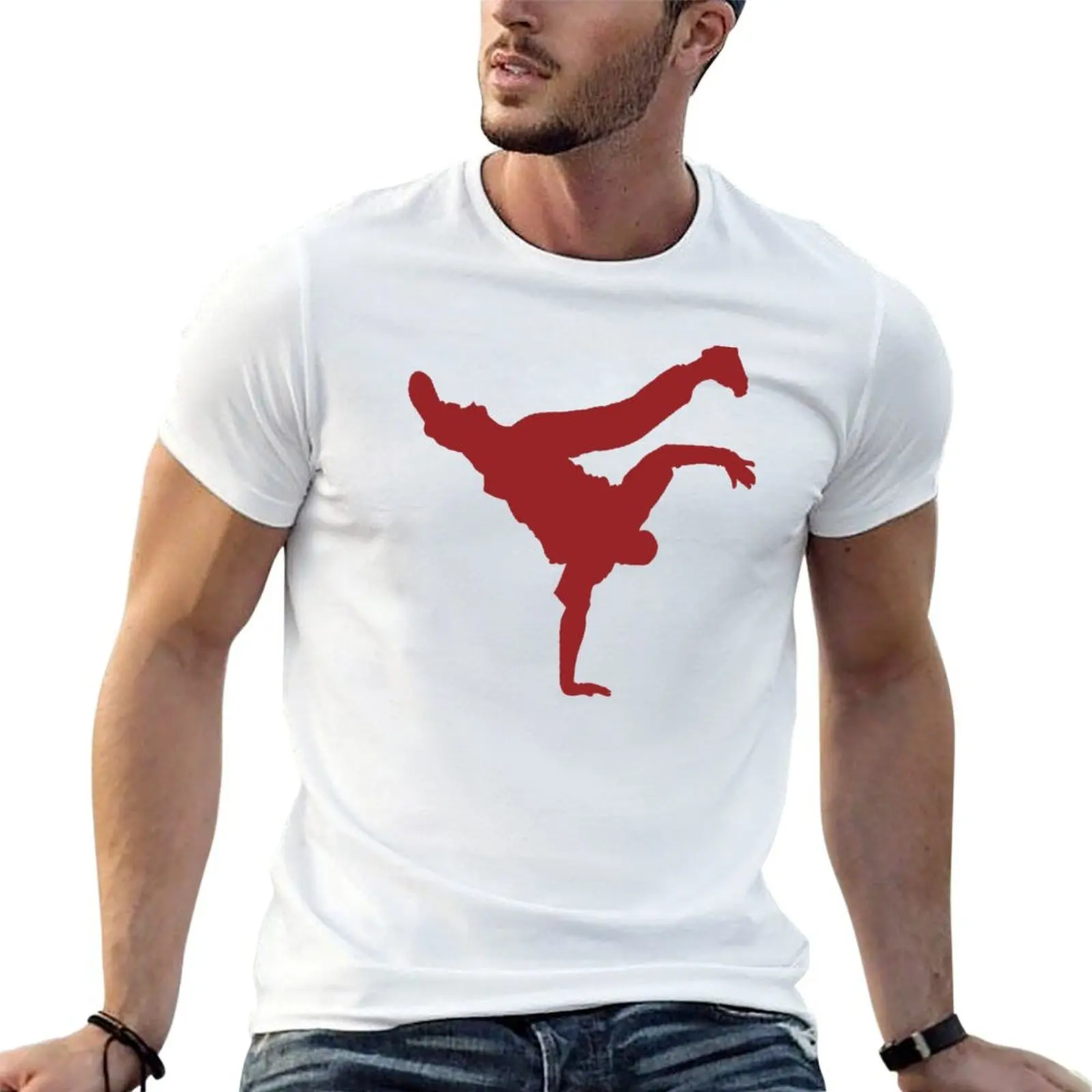 BBOY pose red T-Shirt anime t shirts boys animal print men t shirts