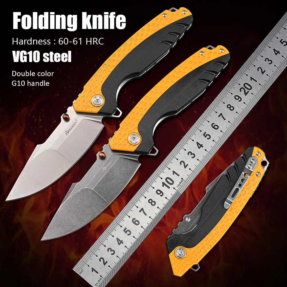 

VG10 Steel Ball Bearing Pocket Folding Blade Knives Survival Tactical Hunting Knife EDC Camping Self Defense Knife G10