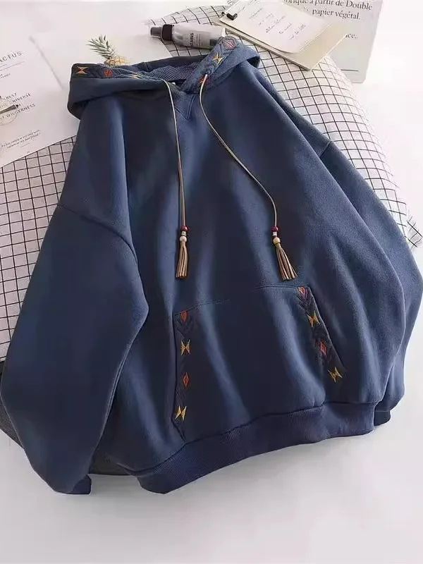 

Large Size 300 Pounds Embroidered Hoodie Sweatshirt Unisex Loose Fit Autumn Winter Outerwear Casual Comfortable Antibacterial