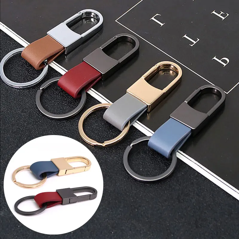 PU Leather Keychain Carabiner Waist Pendant Business Gift Wallet Key Chain Men Women Keyrings Fashion Metal Car Key Strap