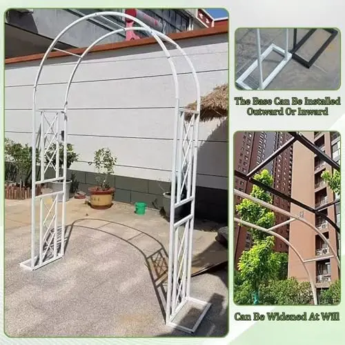 Robusto arco da giardino in metallo per piante rampicanti - Traliccio per rose da esterno - Largo 140-340 cm, Elegante decorazione verde per il giardino