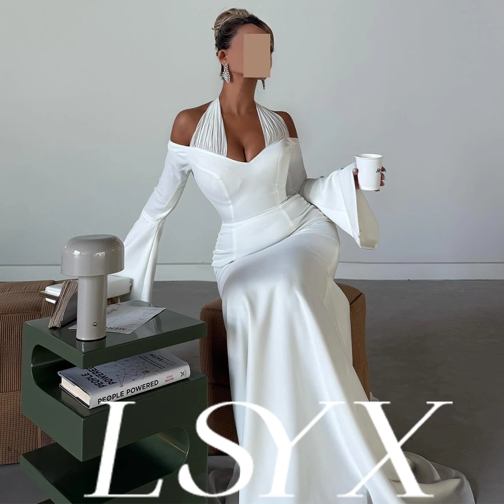 LSYX – Corset sans bretelles personnalisé, corsage en Satin, jupe en Tulle à volants, dos ouvert, à lacets, longue traîne, élégant et luxueux