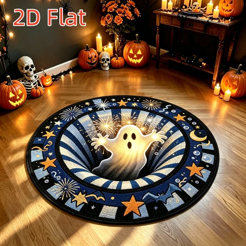 Creepy Clown Vortex Round Rug Home Decor Bedroom Beside Bed Floor Mat Area Rug Dorm Lounge Nightstand 2D Print Mat