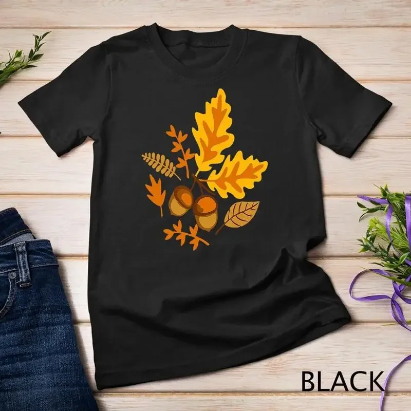 Autumn Leaves and Acorns Fall for Women Thanksgiving Cute Unisex T shirt