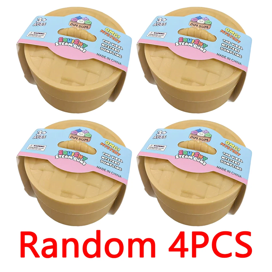 Simulated Bun Stress Relief Toy,Water Texture Slow Rebound Fake Food Model,Squishy Stress Relief Toy,Random Blind Box Style